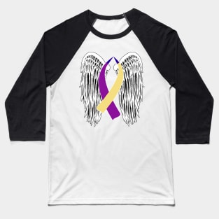 Winged Ribbon Bladder Cancer Baseball T-Shirt